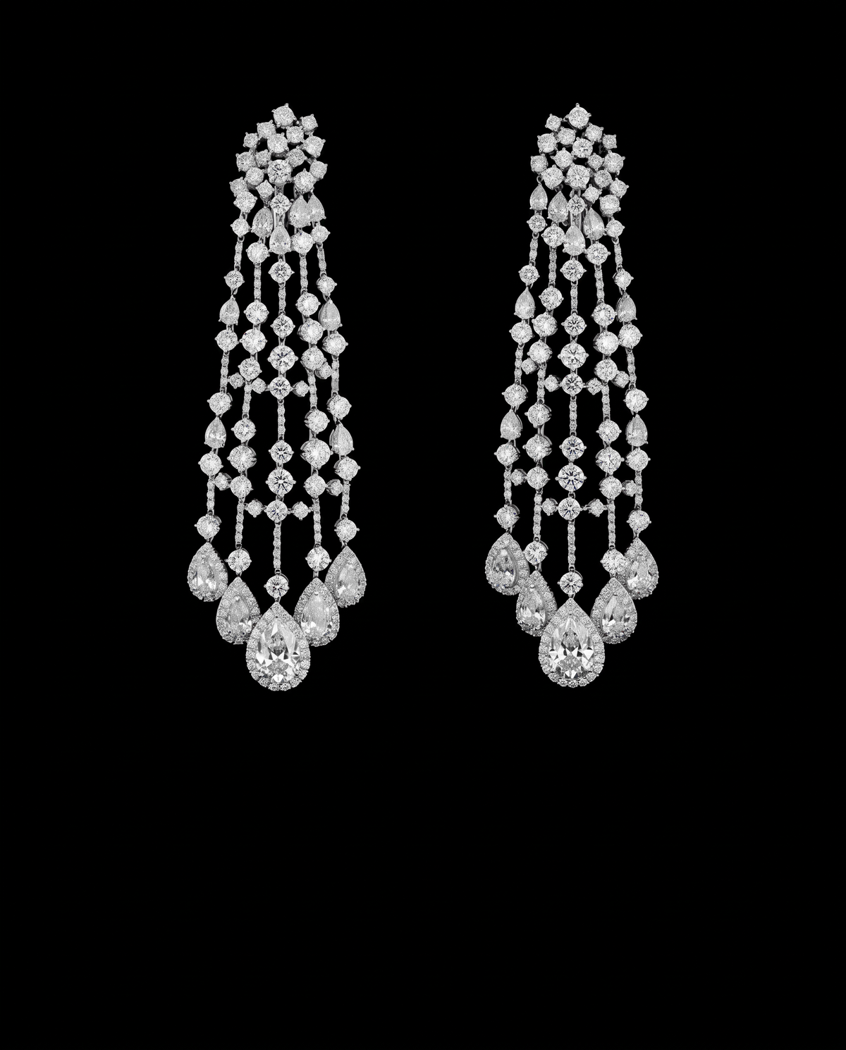 Cascata Bianca V - White Gold Earrings