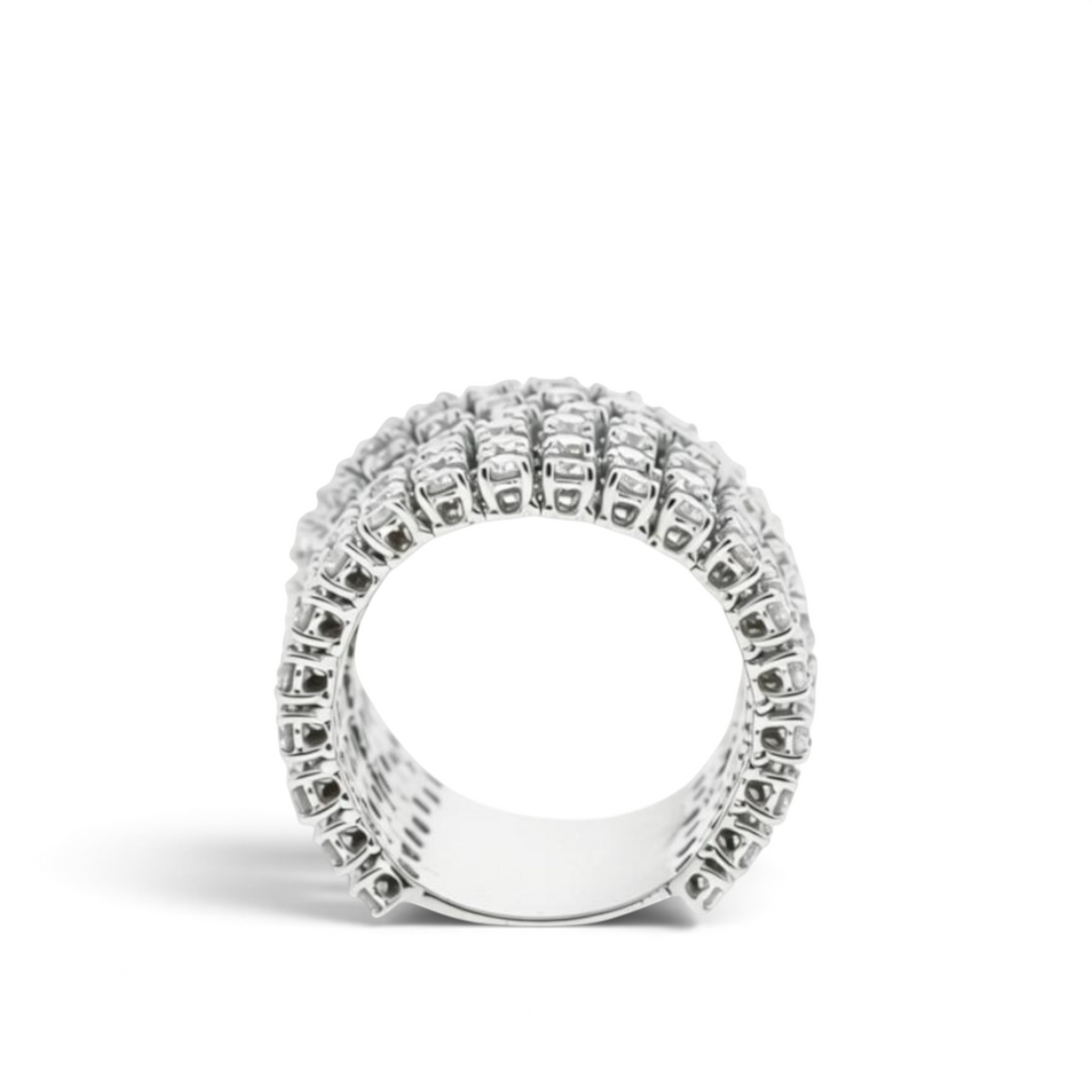Multi-row diamond statement ring in 18K white gold, reference 1006R.