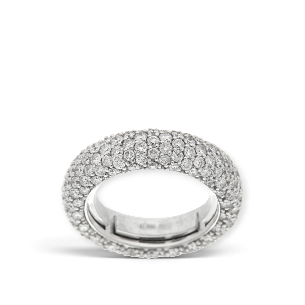 hofjewellery Rota Bianco I 18K white gold wedding band with 3.07ct round brilliant diamonds and self-sizing springs