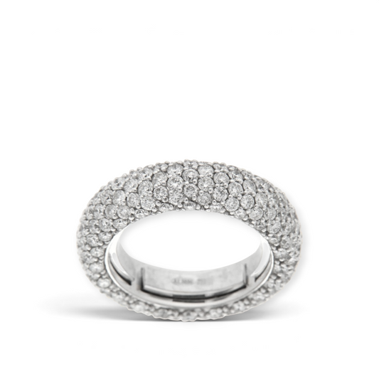 hofjewellery Rota Bianco I 18K white gold wedding band with 3.07ct round brilliant diamonds and self-sizing springs