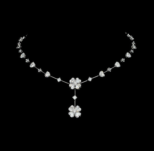 Fiori De Luce - Love & Clover White Gold Diamond Necklace