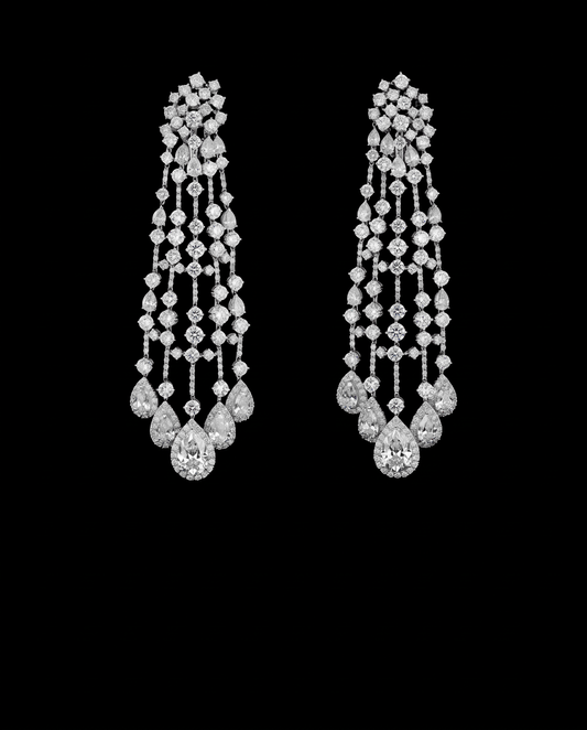 Cascata Bianca V - White Gold Earrings