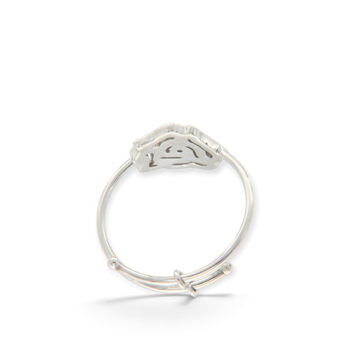 Rear view of the diamond rose ring in 18K white gold, showing the openwork underside of the flower and band, reference 2213R.