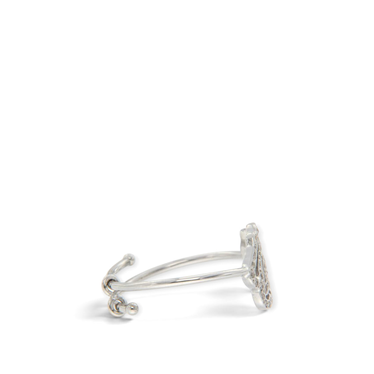 Side profile of the diamond rose ring in 18K white gold, showing its floral setting and open band, reference 2213R.