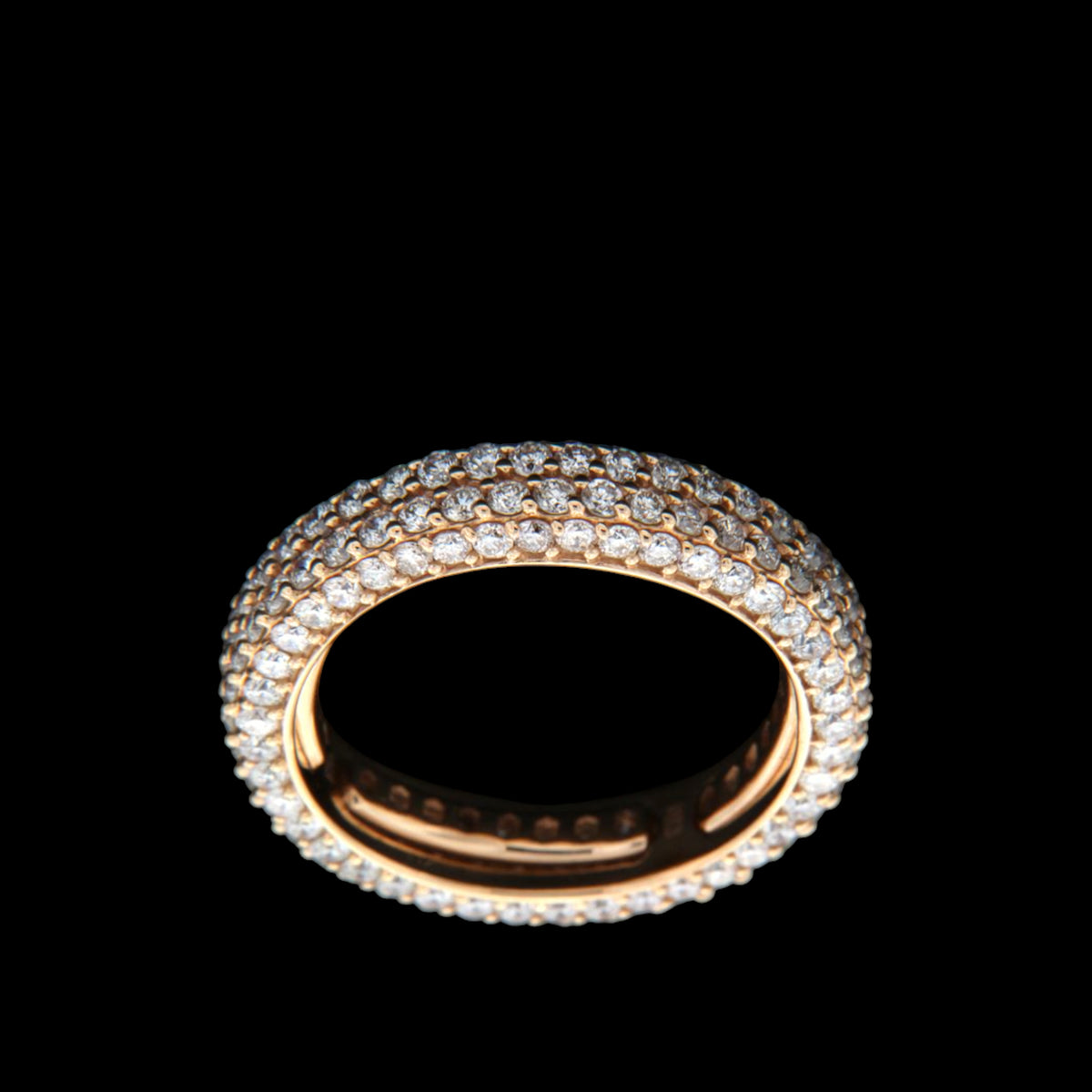 Multi-row diamond band in 18K rose gold shown at an angle on a black background, reference 2240R.