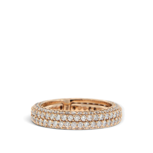 Multi-row diamond band in 18K rose gold, shown at a three-quarter angle, reference 2240R.