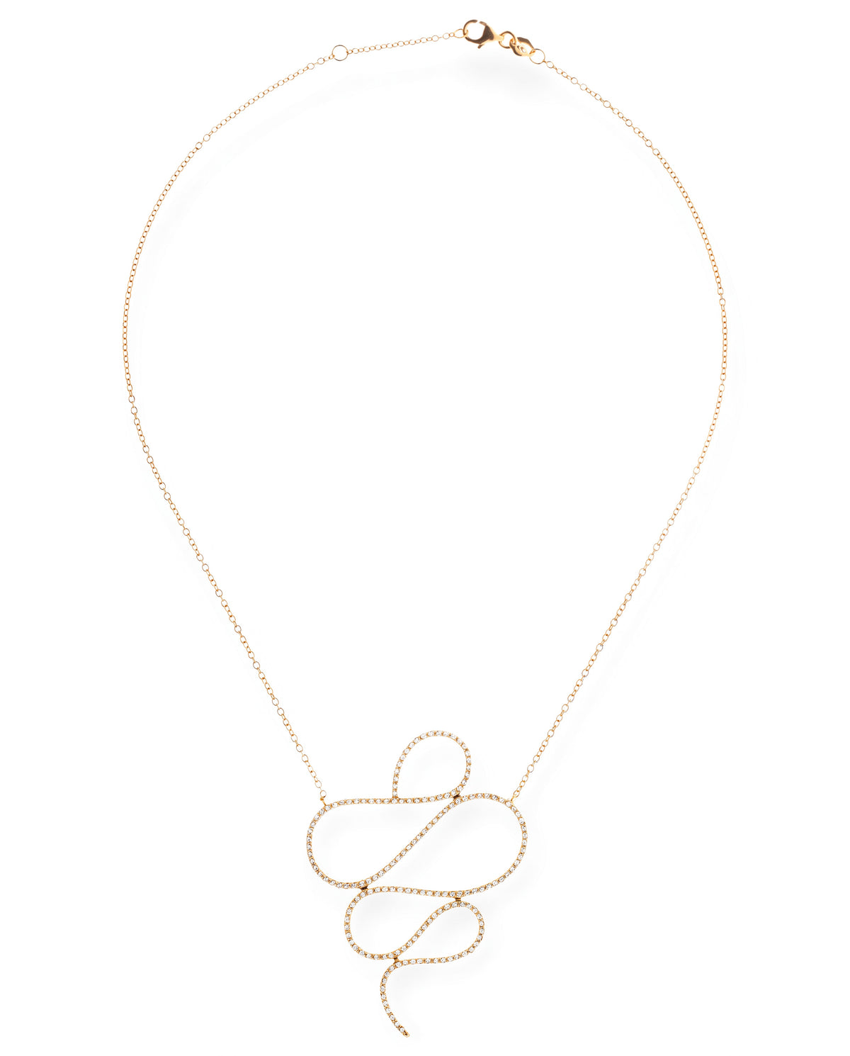 18K rose gold necklace with a delicate chain and flowing diamond-set loop motif, reference 2894N.