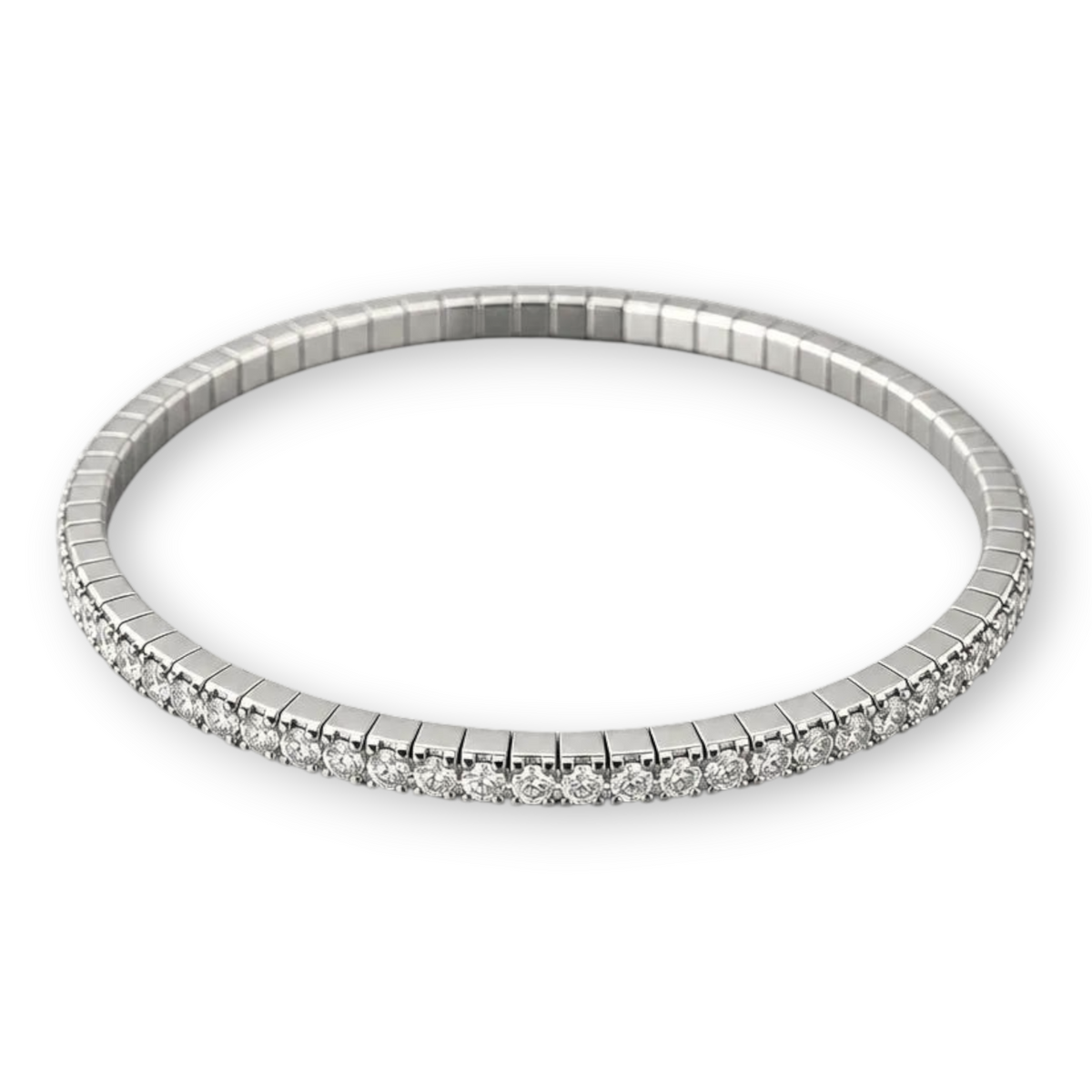 hofjewellery Elastiqx 18K white gold tennis bracelet featuring 1.55ct yellow diamonds in a flexible slip-on design.