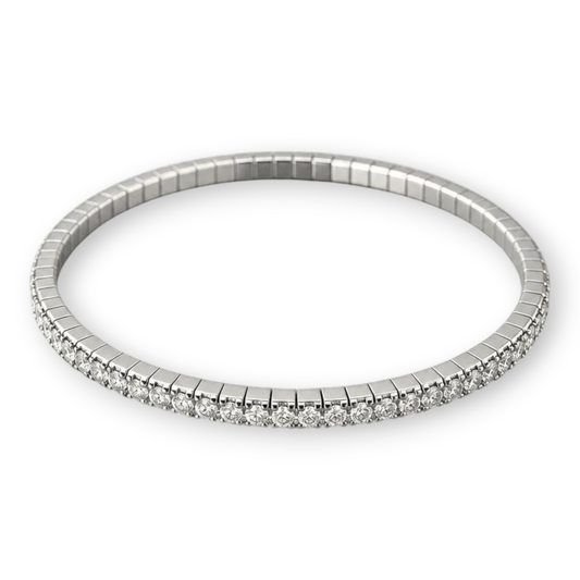 hofjewellery Elastiqx 18K white gold tennis bracelet featuring 1.55ct yellow diamonds in a flexible slip-on design.