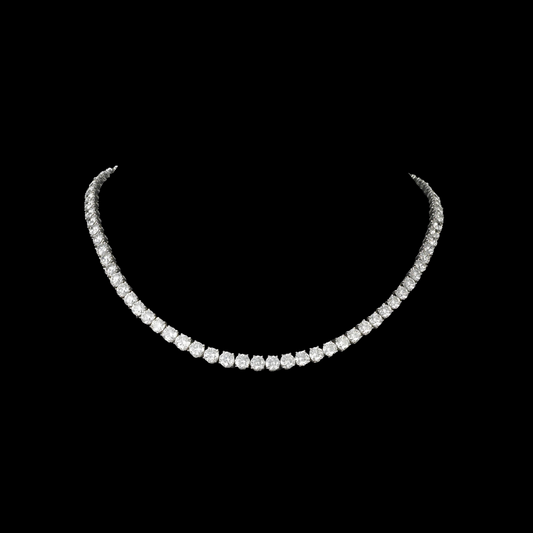 hofjewellery graduated diamond rivière necklace in platinum featuring a continuous row of brilliant round diamonds.