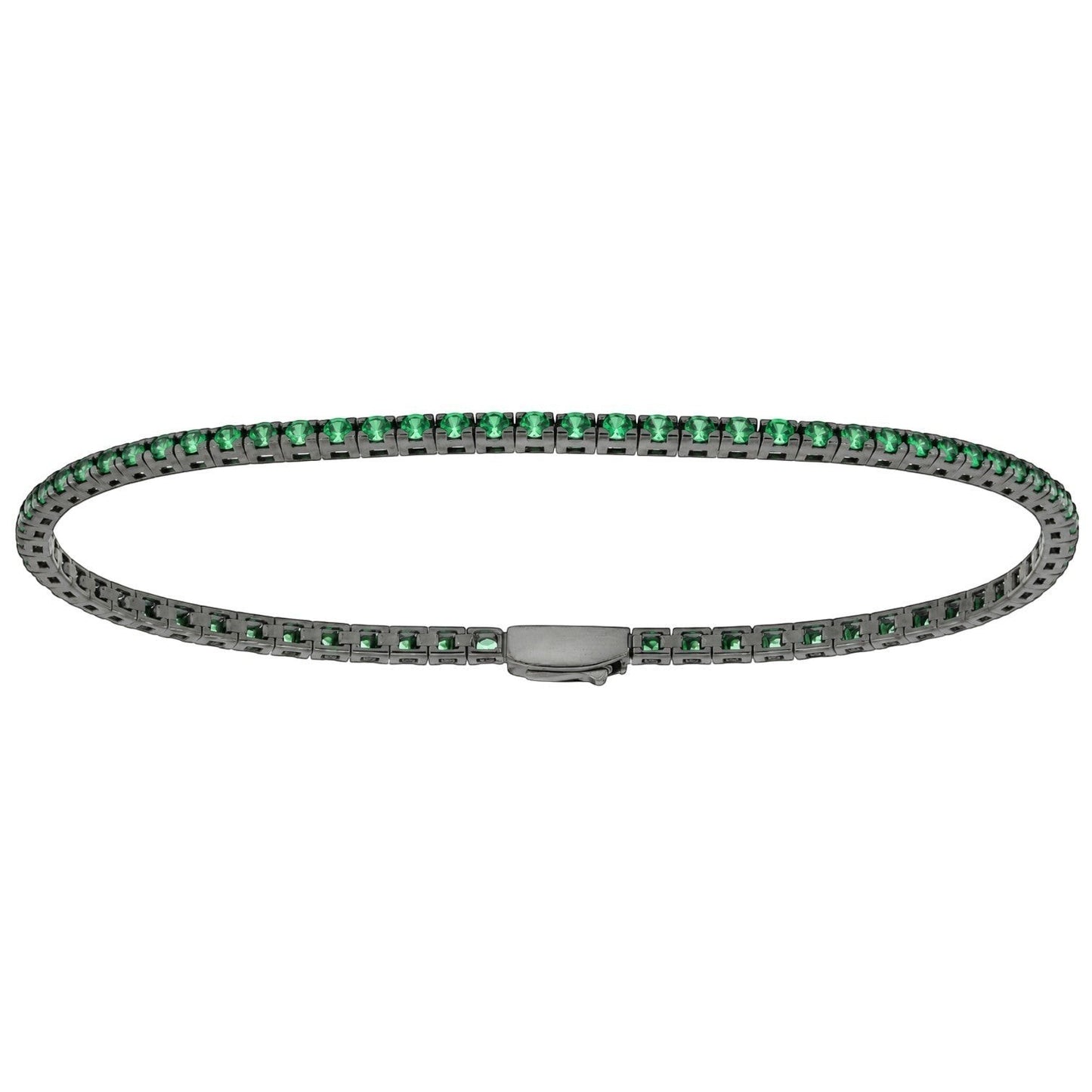 hofjewellery Tennis for Him bracelet featuring vibrant green stones set in a sleek black metal band.