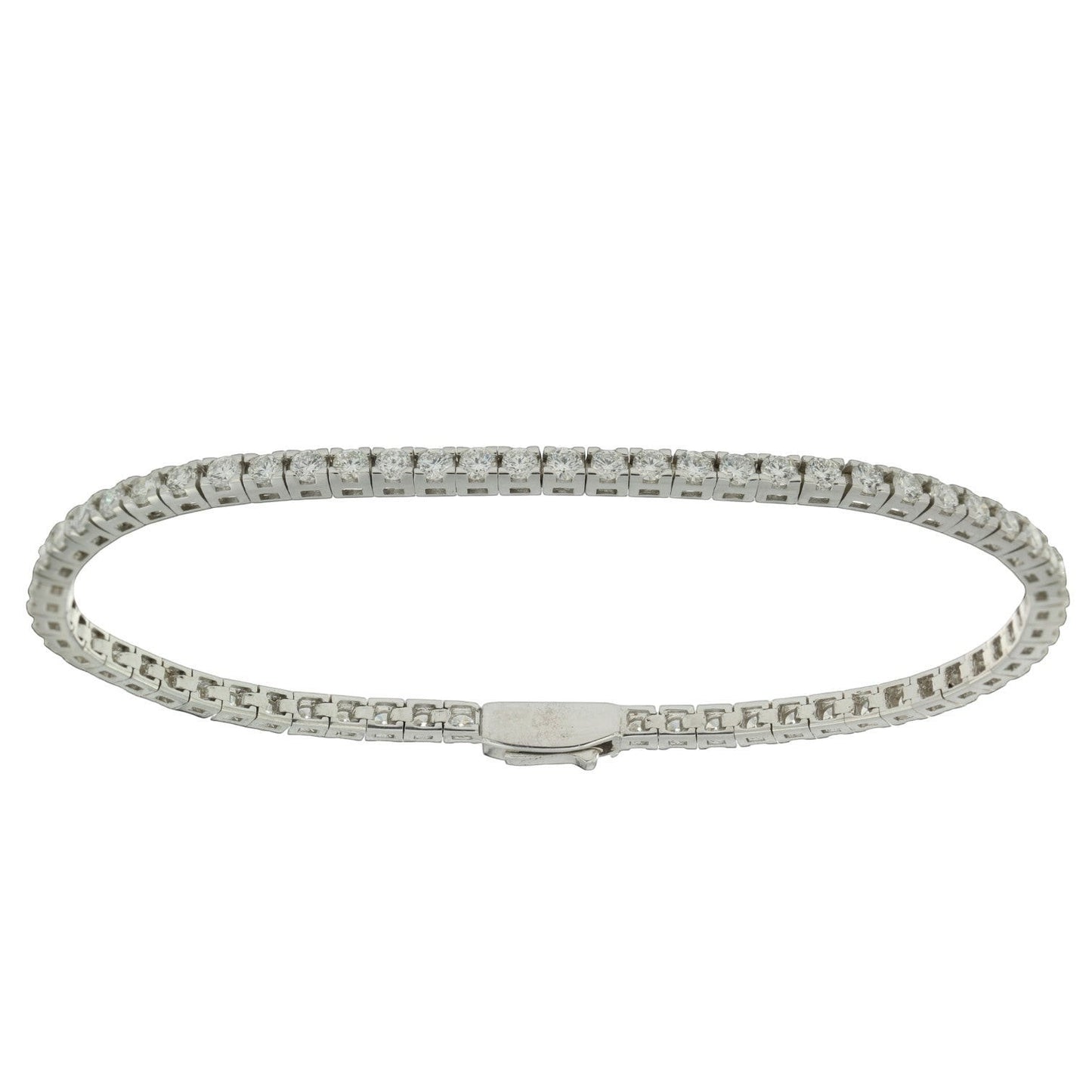 hofjewellery Tennis for Him silver-tone diamond tennis bracelet with a secure clasp closure.