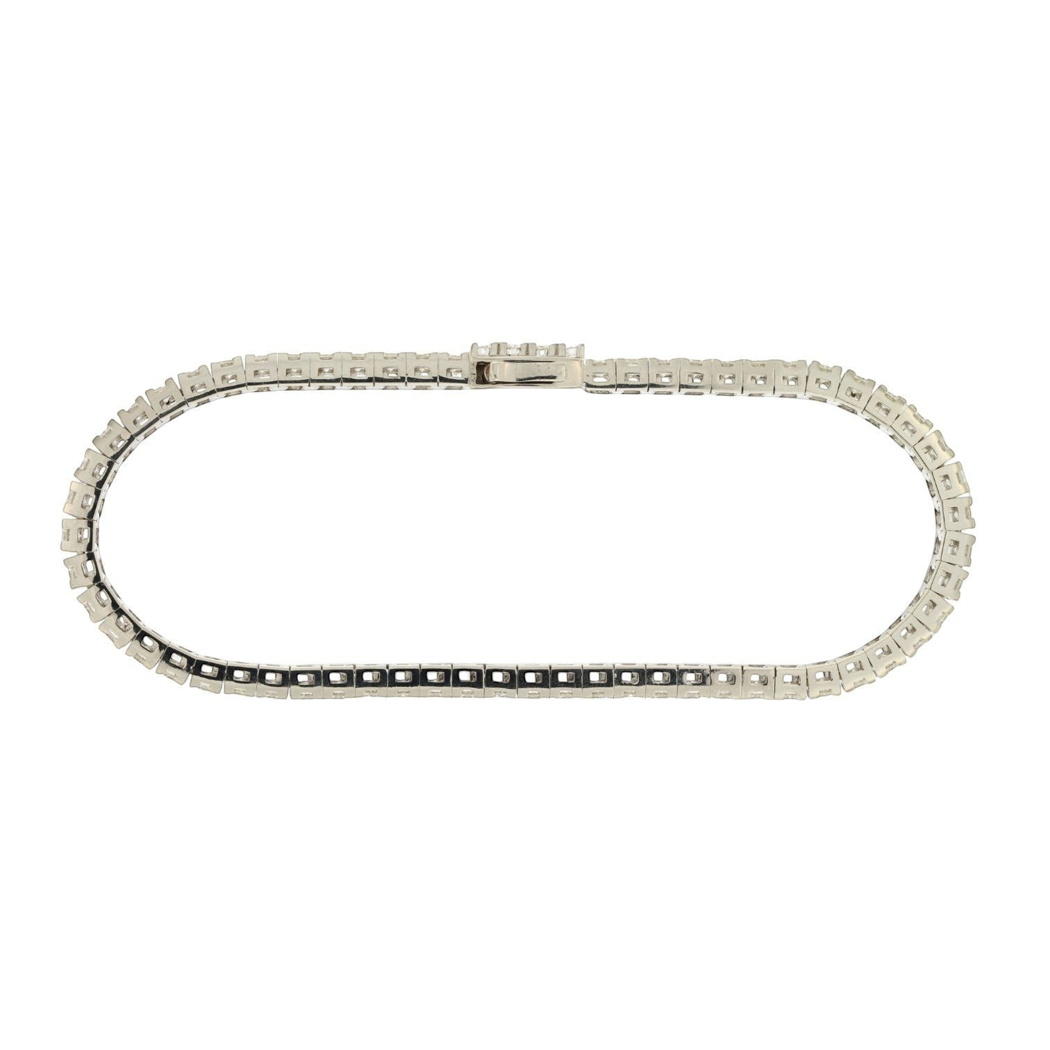 hofjewellery Tennis for Him silver-tone metal tennis bracelet with a secure box clasp closure.