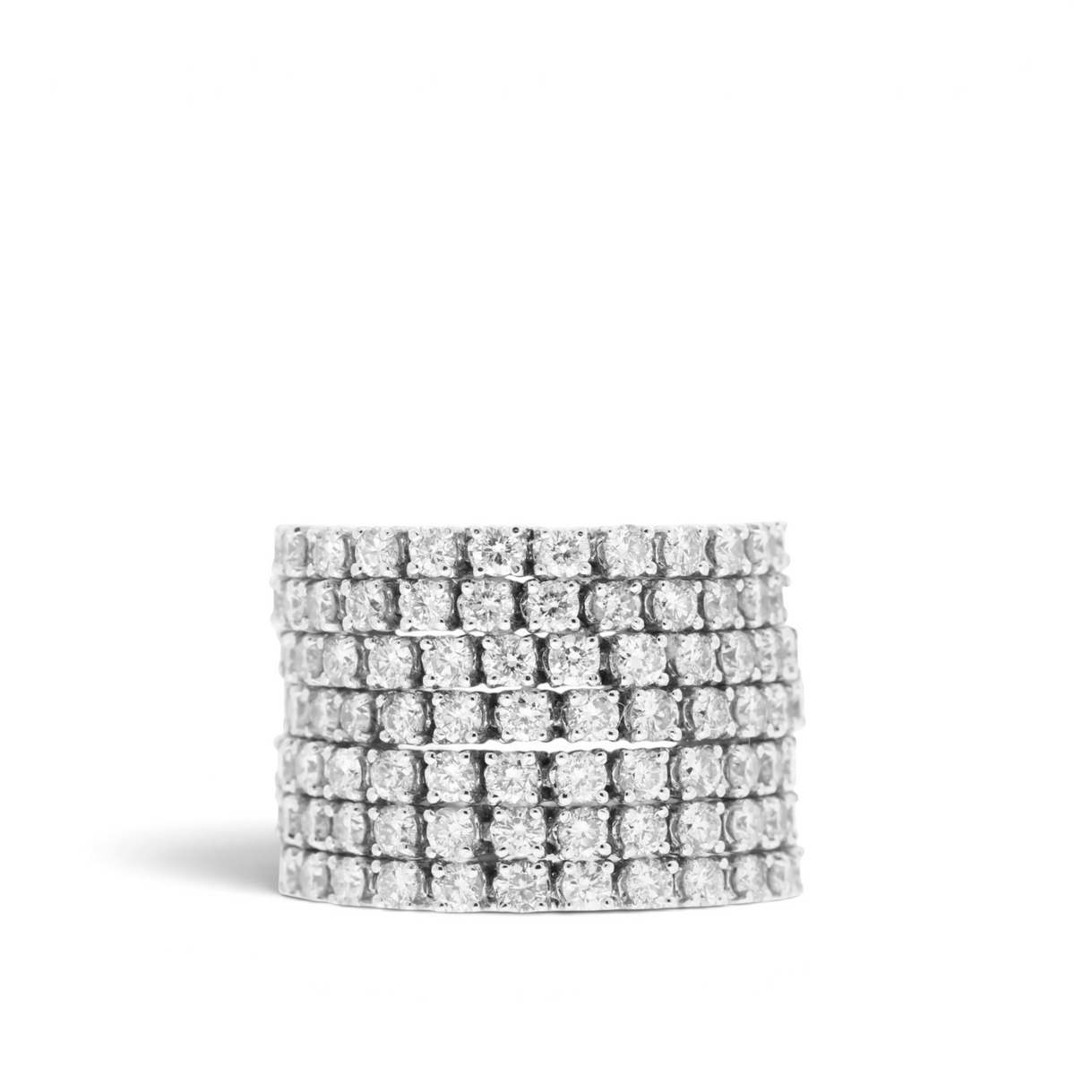 Multi-row round brilliant diamond ring in 18K white gold, reference 1006R.
