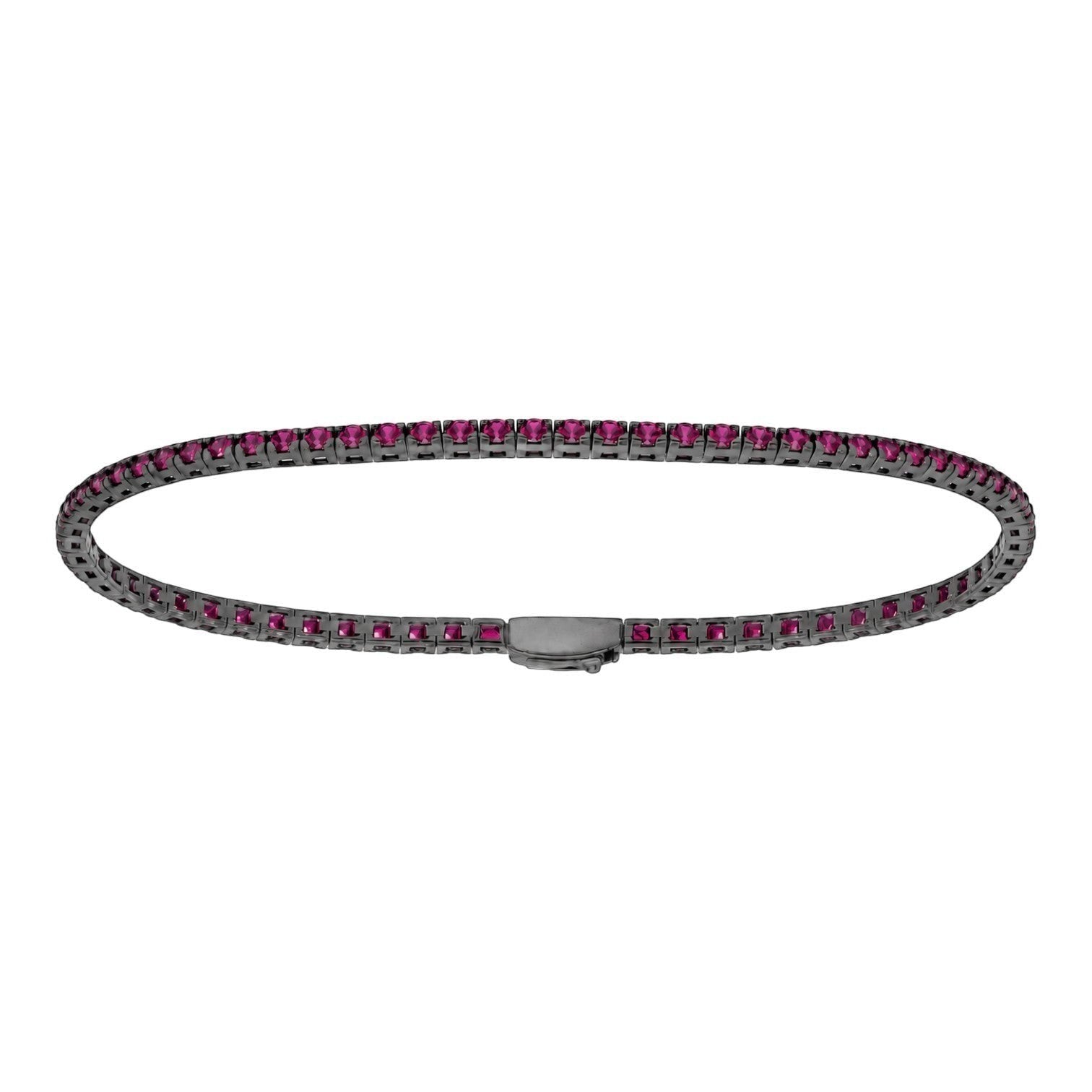 hofjewellery Tennis for Him bracelet featuring vibrant pink stones set in a sleek black metal band.
